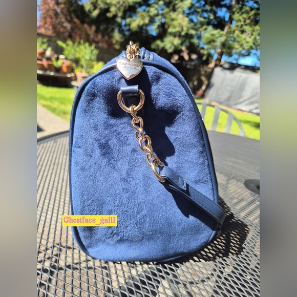 Juicy Couture Navy Suede Satchel with Pink Card Wallet - Picture 7 of 10